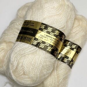 Lot of 3 vintage Spinnerin Skeins of Mohair/Orlon Acrylic yarn, cream
